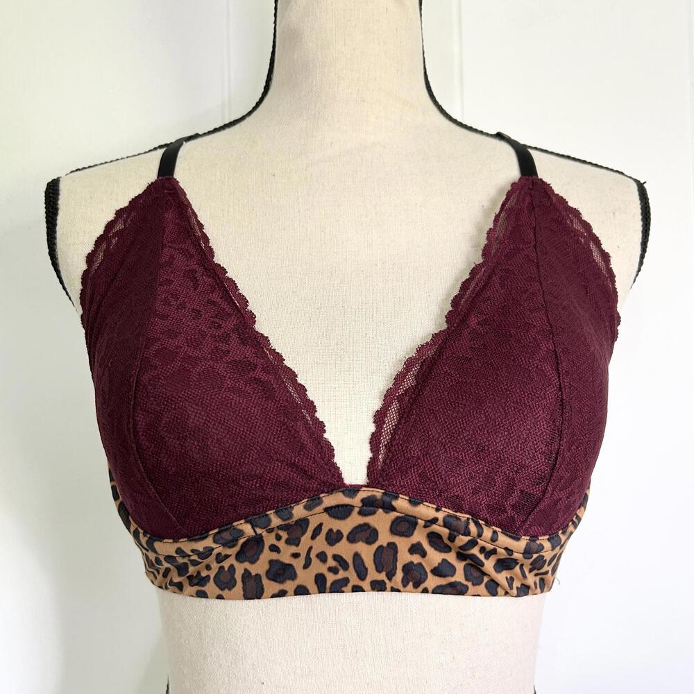Victorias Secret PINK Lightly Line Leopard Lace Bralette Women's Medium